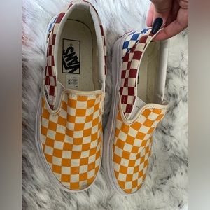 Rainbow Checkered Slip-on Vans